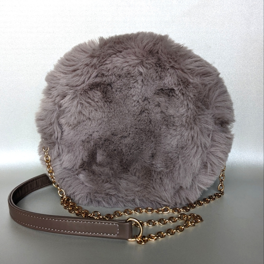 Gray Faux Fur Crossbody
